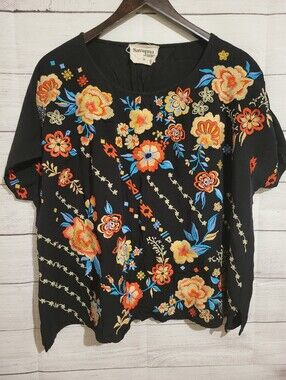 Savanna Jane Southwestern Boho Embroidered Floral  Women’s 2X Top